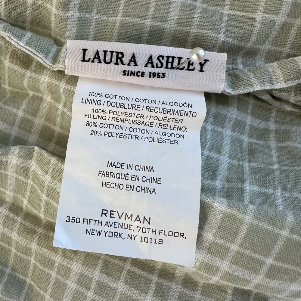 Vintage Laura Ashley raspberry/green plaid print quilted pillow shams - Picture 6 of 10